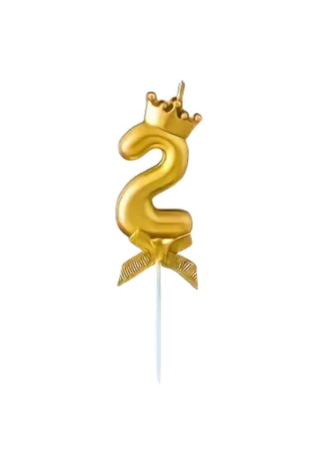 Dekokerze Zahl 2 Gold Krone 